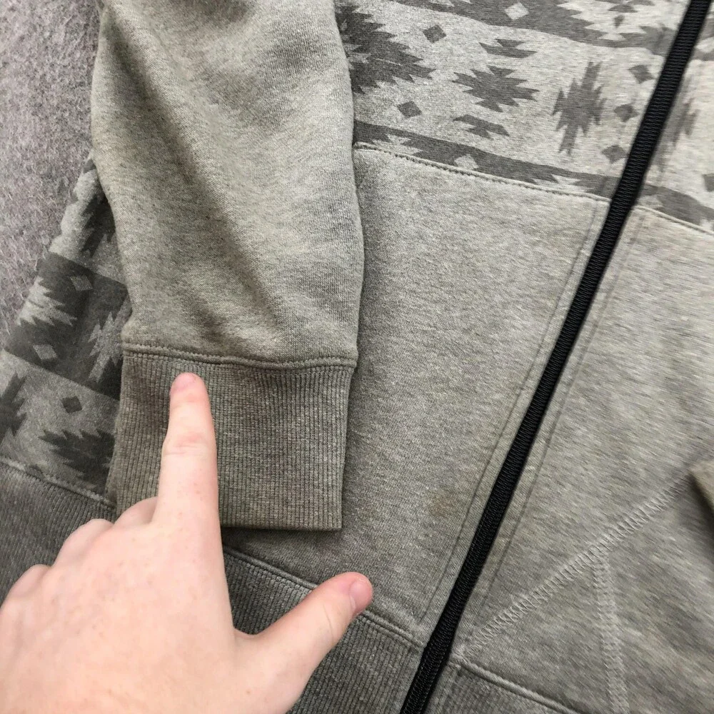Volcom Hoodie Mens Large Gray Aztec Fleece Full Zip Sweatshirt Pockets Geometric - Picture 5 of 12